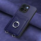 For OnePlus 13T R20 Ring Card Holder Phone Case(Blue) - 2