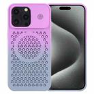 For iPhone 15 Pro Max Honeycomb Cooling Aromatherapy MagSafe Phone Case(Purple Grey) - 1