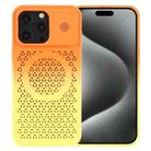 For iPhone 15 Pro Gradient Color Honeycomb Aromatherapy MagSafe Phone Case(Orange Yellow) - 1