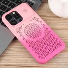 For iPhone 15 Pro Honeycomb Cooling Aromatherapy MagSafe Phone Case(Pink+Rose Red) - 2