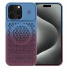 For iPhone 15 Pro Gradient Color Honeycomb Aromatherapy MagSafe Phone Case(Blue Red) - 1