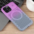 For iPhone 15 Pro Gradient Color Honeycomb Aromatherapy MagSafe Phone Case(Purple Grey) - 2