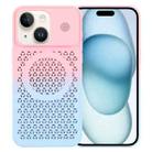 For iPhone 15 Plus Gradient Color Honeycomb Aromatherapy MagSafe Phone Case(Pink Blue) - 1