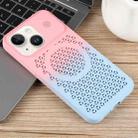 For iPhone 15 Plus Gradient Color Honeycomb Aromatherapy MagSafe Phone Case(Pink Blue) - 2