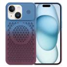 For iPhone 15 Plus Honeycomb Cooling Aromatherapy MagSafe Phone Case(Blue Red) - 1