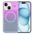 For iPhone 15 Plus Honeycomb Cooling Aromatherapy MagSafe Phone Case(Purple Grey) - 1