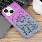 For iPhone 15 Plus Honeycomb Cooling Aromatherapy MagSafe Phone Case(Purple Grey) - 2