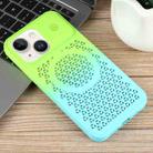 For iPhone 15 Plus Honeycomb Cooling Aromatherapy MagSafe Phone Case(Green Blue) - 2