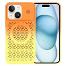 For iPhone 15 Honeycomb Cooling Aromatherapy MagSafe Phone Case(Orange Yellow) - 1