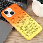 For iPhone 15 Honeycomb Cooling Aromatherapy MagSafe Phone Case(Orange Yellow) - 2