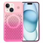 For iPhone 15 Honeycomb Cooling Aromatherapy MagSafe Phone Case(Pink+Rose Red) - 1