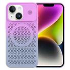 For iPhone 14 Plus Honeycomb Cooling Aromatherapy MagSafe Phone Case(Purple Grey) - 1