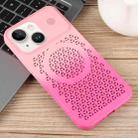 For iPhone 14 Honeycomb Cooling Aromatherapy MagSafe Phone Case(Pink+Rose Red) - 2