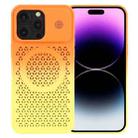 For iPhone 14 Pro Gradient Color Honeycomb Aromatherapy MagSafe Phone Case(Orange Yellow) - 1