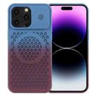 For iPhone 14 Pro Honeycomb Cooling Aromatherapy MagSafe Phone Case(Blue Red) - 1