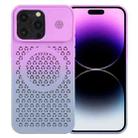 For iPhone 14 Pro Honeycomb Cooling Aromatherapy MagSafe Phone Case(Purple Grey) - 1