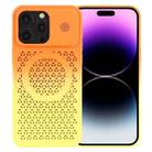 For iPhone 14 Pro Max Honeycomb Cooling Aromatherapy MagSafe Phone Case(Orange Yellow) - 1