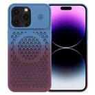 For iPhone 14 Pro Max Gradient Color Honeycomb Aromatherapy MagSafe Phone Case(Blue Red) - 1