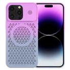 For iPhone 14 Pro Max Honeycomb Cooling Aromatherapy MagSafe Phone Case(Purple Grey) - 1