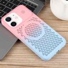 For iPhone 12 Honeycomb Cooling Aromatherapy MagSafe Phone Case(Pink Blue) - 2