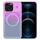 For iPhone 12 Pro Max Gradient Color Honeycomb Aromatherapy MagSafe Phone Case(Purple Grey) - 1