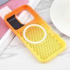 For iPhone 16 Pro Max Gradient Color Honeycomb Aromatherapy MagSafe Phone Case(Orange Yellow) - 3