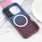 For iPhone 16 Pro Max Gradient Color Honeycomb Aromatherapy MagSafe Phone Case(Blue Red) - 3