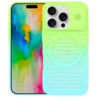 For iPhone 16 Pro Max Gradient Color Honeycomb Aromatherapy MagSafe Phone Case(Green Blue) - 1