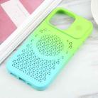 For iPhone 16 Pro Max Gradient Color Honeycomb Aromatherapy MagSafe Phone Case(Green Blue) - 2