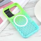 For iPhone 16 Pro Max Gradient Color Honeycomb Aromatherapy MagSafe Phone Case(Green Blue) - 3