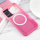 For iPhone 16 Pro Gradient Color Honeycomb Aromatherapy MagSafe Phone Case(Pink+Rose Red) - 3