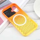 For iPhone 16 Plus Gradient Color Honeycomb Aromatherapy MagSafe Phone Case(Orange Yellow) - 3