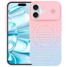 For iPhone 16 Plus Gradient Color Honeycomb Aromatherapy MagSafe Phone Case(Pink Blue) - 1