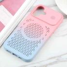 For iPhone 16 Plus Gradient Color Honeycomb Aromatherapy MagSafe Phone Case(Pink Blue) - 2