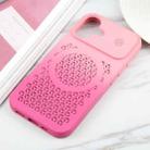 For iPhone 16 Plus Gradient Color Honeycomb Aromatherapy MagSafe Phone Case(Pink+Rose Red) - 2