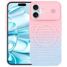 For iPhone 16 Gradient Color Honeycomb Aromatherapy MagSafe Phone Case(Pink Blue) - 1