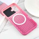 For iPhone 16 Gradient Color Honeycomb Aromatherapy MagSafe Phone Case(Pink+Rose Red) - 3