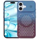For iPhone 16 Gradient Color Honeycomb Aromatherapy MagSafe Phone Case(Blue Red) - 1