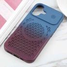 For iPhone 16 Gradient Color Honeycomb Aromatherapy MagSafe Phone Case(Blue Red) - 2