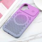 For iPhone 16 Gradient Color Honeycomb Aromatherapy MagSafe Phone Case(Purple Grey) - 2