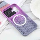 For iPhone 16 Gradient Color Honeycomb Aromatherapy MagSafe Phone Case(Purple Grey) - 3