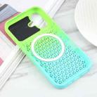 For iPhone 16 Gradient Color Honeycomb Aromatherapy MagSafe Phone Case(Green Blue) - 3
