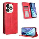 For itel A50 Magnetic Buckle Retro Texture Leather Phone Case(Red) - 1