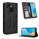 For itel A50C Magnetic Buckle Retro Texture Leather Phone Case(Black) - 1