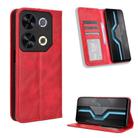 For itel P65 4G Magnetic Buckle Retro Texture Leather Phone Case(Red) - 1