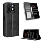 For itel Zeno 10 Magnetic Buckle Retro Texture Leather Phone Case(Black) - 1