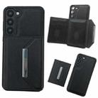 For Samsung Galaxy S21 5G Solid Color Metal Buckle Card Slots Bag Phone Case(Black) - 1