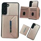 For Samsung Galaxy S21 5G Solid Color Metal Buckle Card Slots Bag Phone Case(Rose Gold) - 1