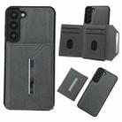 For Samsung Galaxy S21+ 5G Solid Color Metal Buckle Card Slots Bag Phone Case(Grey) - 1