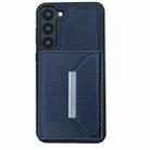 For Samsung Galaxy S22 5G Solid Color Metal Buckle Card Slots Bag Phone Case(Blue) - 2